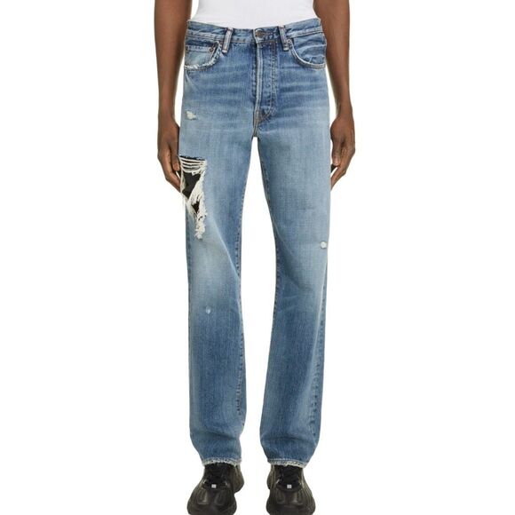 ACNE Studios Classic Fit 1996 Torn Jeans - Mid Blue - Size 32 - Picture 1 of 9